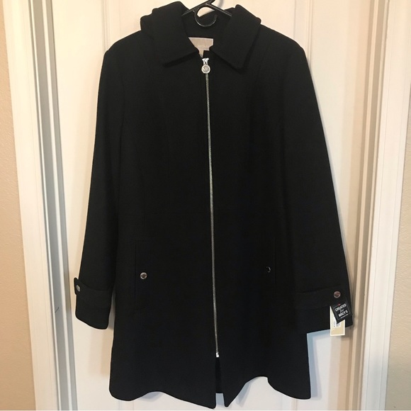 Black Michael Kors Hooded Notched-Collar Coat, Created by Macys - Picture 14 of 16